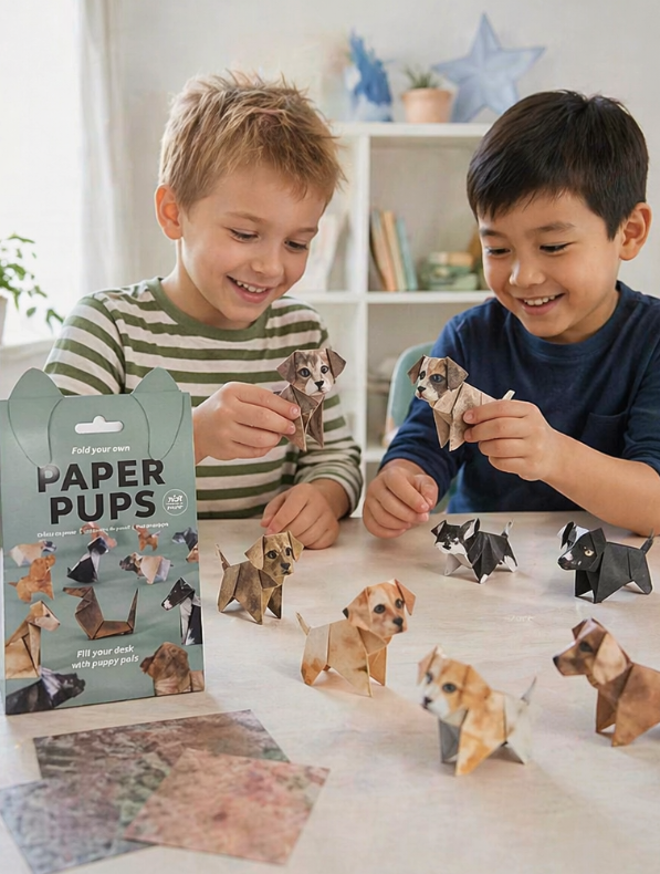 Origami - DIY fold your own figures - choose between dinosaurs, cats, or dogs