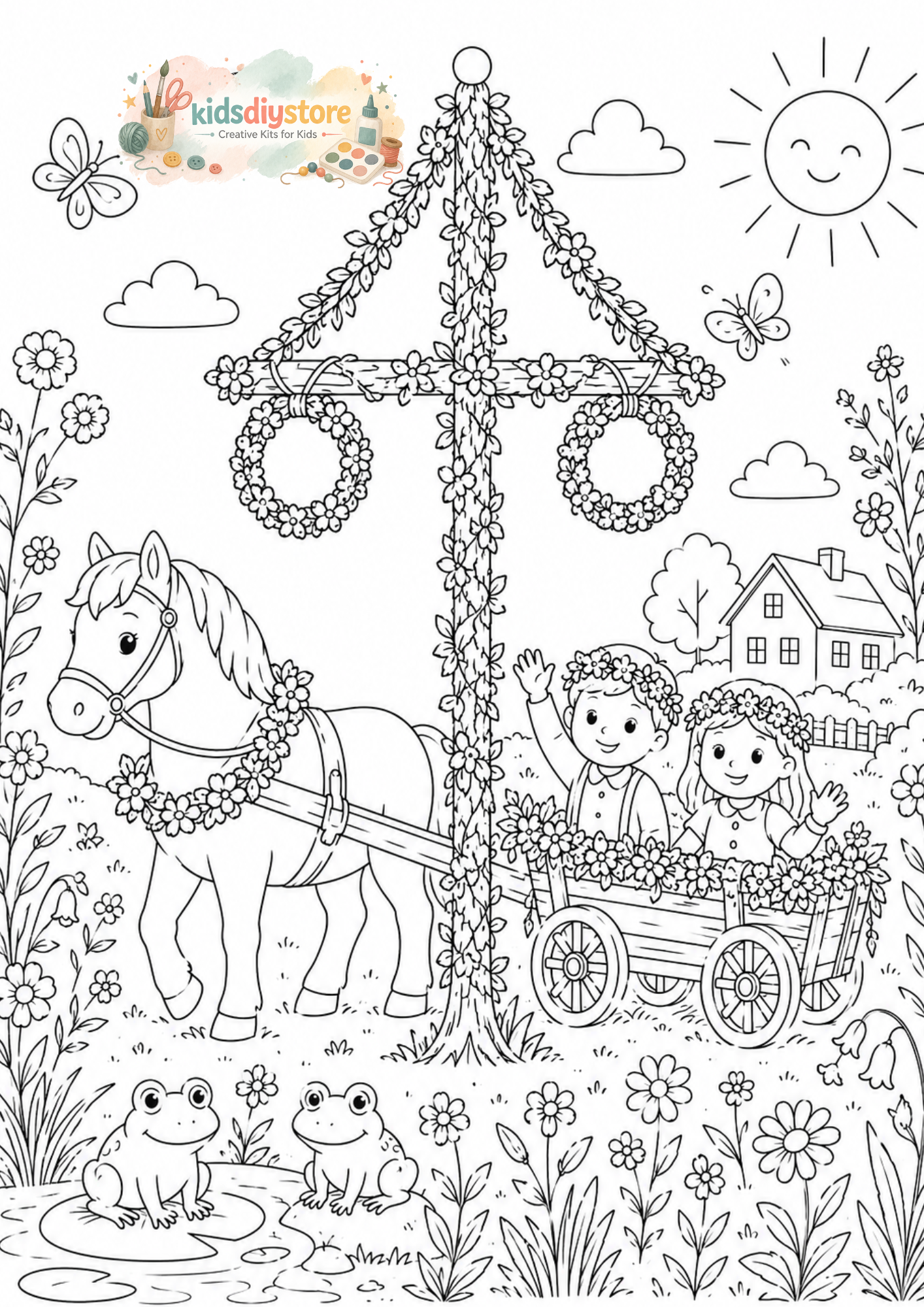 Midsommar - skriv ut och färglägg
