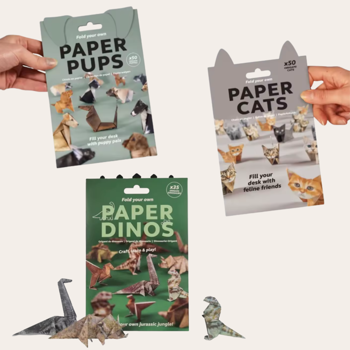 Origami - DIY fold your own figures - choose between dinosaurs, cats, or dogs